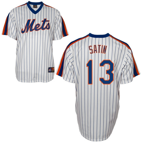 Josh Satin #13 MLB Jersey-New York Mets Men's Authentic Home Cooperstown White Baseball Jersey